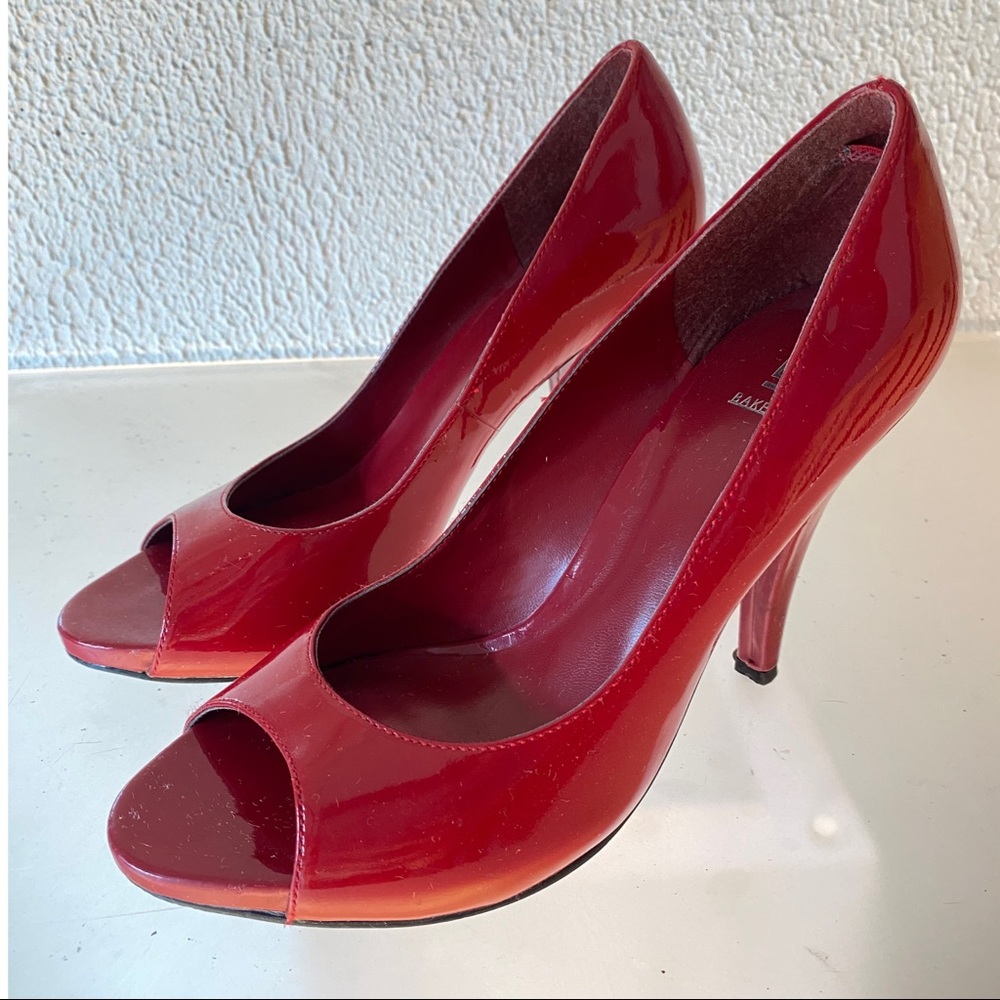 ❤️NWOT Patent Leather Peep Red Toe Heels 👠 Sz 8.5